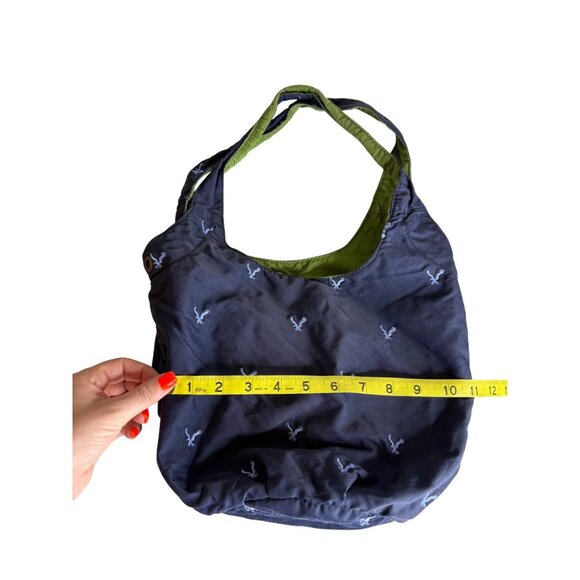 Y2K American Eagle Outfitters  Navy & Green Cotton Hobo Tote Bag - Picture 6 of 7